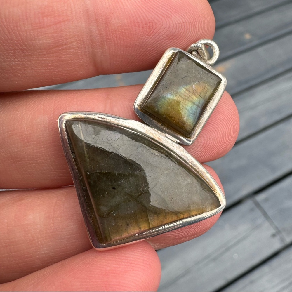 925 Sterling Silver Labradorite pendant with large bail
